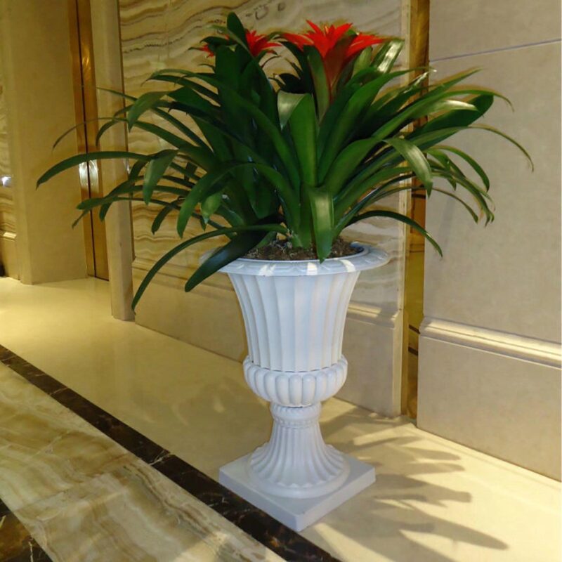 Urn Planter for Outdoor Plants 19.7 inch Tall White Plastic Garden Plant Pot 2 Pack - Image 7