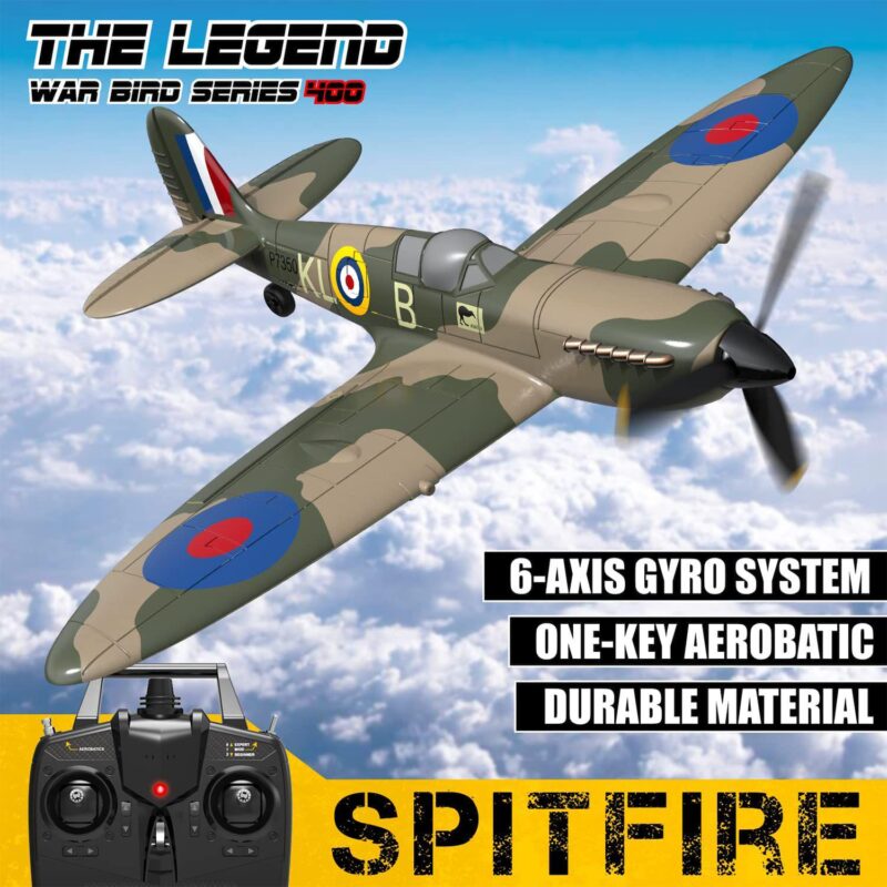 VOLANTEXRC 4-CH Spitfire One Key Remote Control Airplane with Xpilot Stabilizer - Image 2