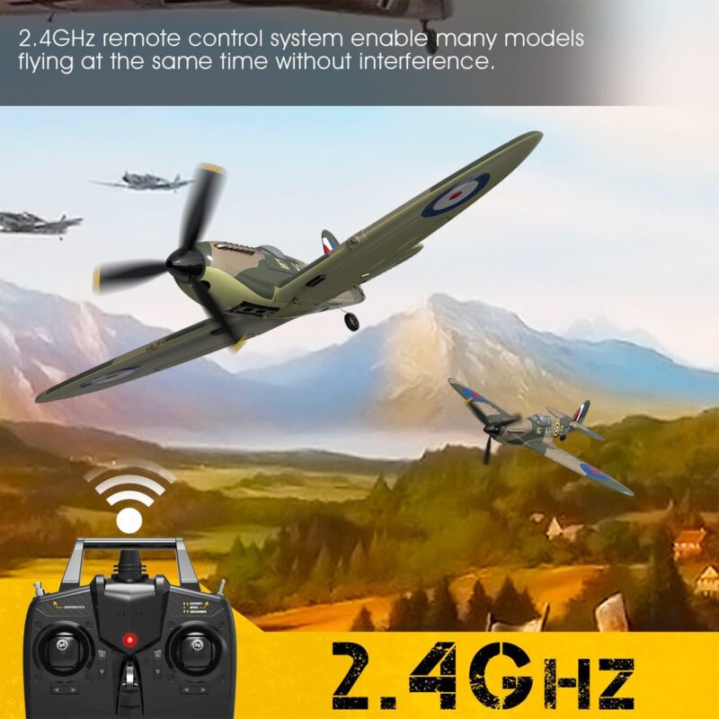 VOLANTEXRC 4-CH Spitfire One Key Remote Control Airplane with Xpilot Stabilizer - Image 3