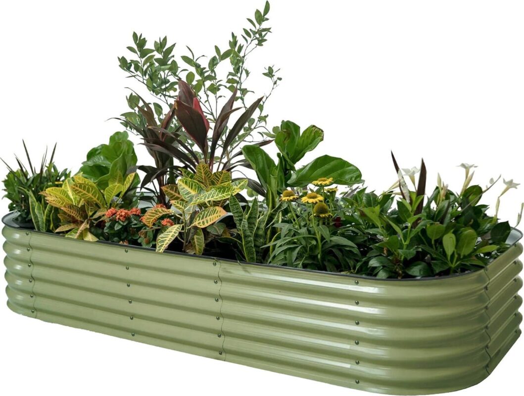 Vego Garden 17  10 in 1 9.5 ftx2.5 ft / 8 ft x 4 ft Modular Metal Raised Gardening Bed Olive Green