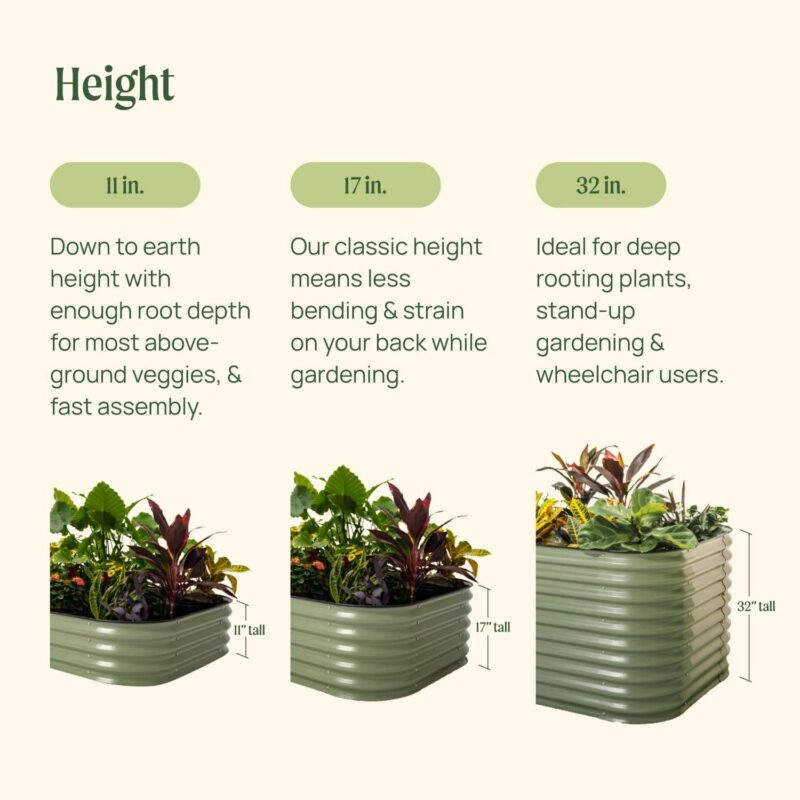 Vego Garden 17  10 in 1 9.5 ftx2.5 ft / 8 ft x 4 ft Modular Metal Raised Gardening Bed Olive Green - Image 10