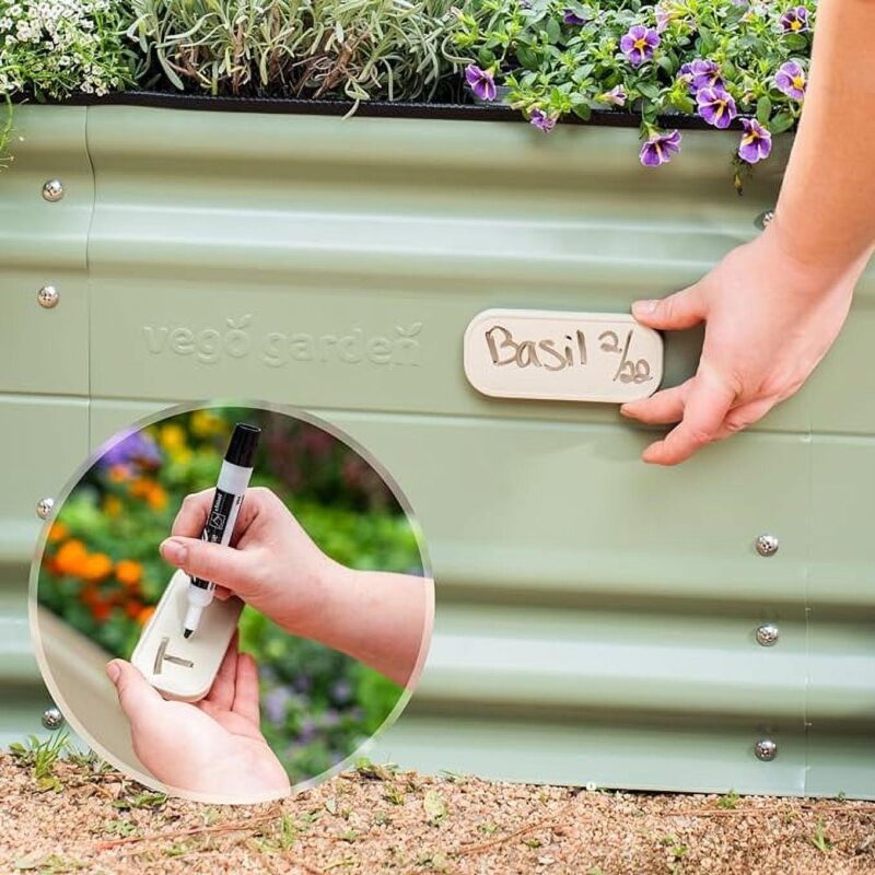 Vego Garden 17  Tall 9 in 1 Novel Metal Raised Garden Bed Kits 8ft x 2ft Modular Planter for Vegetables Flowers Box Pearl White - Image 6