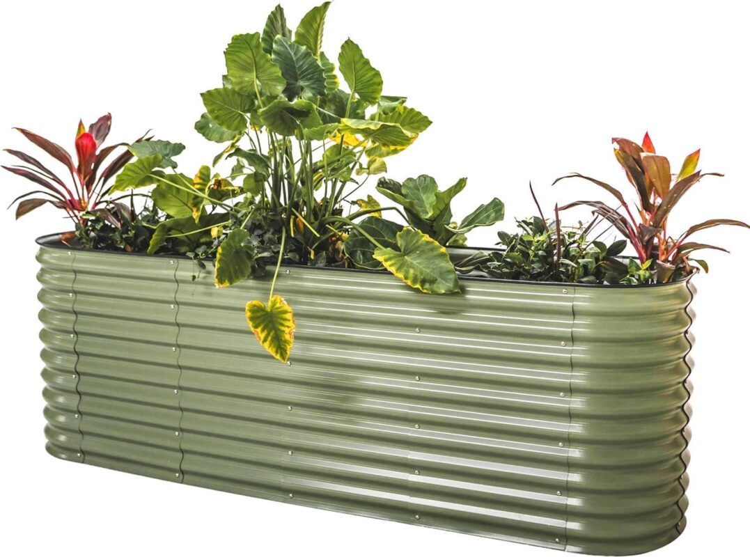 Vego Garden 32  Extra Tall Raised Gardening Bed Kits 9 in 1 8ftx2ft Modular Planter Box Olive Green