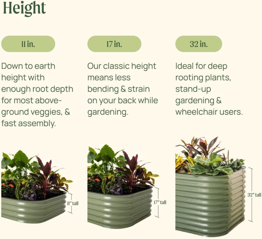Vego Garden Raised Gardening Bed Kits, 11  Tall 9 in 1 8ftx2ft Metal Raised Planter Bed Pearl White - Image 4