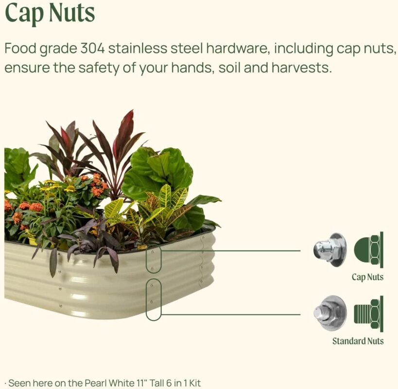 Vego Garden Raised Gardening Bed Kits, 11  Tall 9 in 1 8ftx2ft Metal Raised Planter Bed Pearl White - Image 7