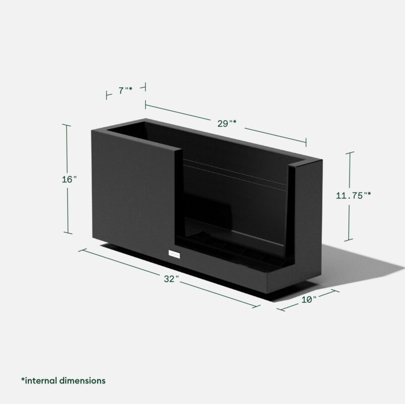 Veradek Block Series Long Box Medium 32  Plastic Planter - Black - Image 4