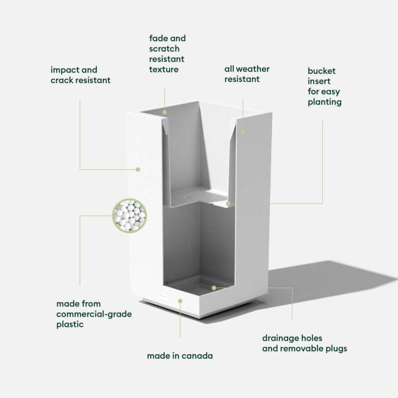 Veradek Block Series Pedestal Short 26  Plastic Planter - White - Image 3
