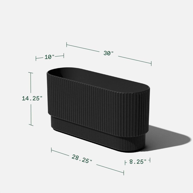 Veradek Demi Series 30  Long Plastic-Stone Planter - Black - Image 3