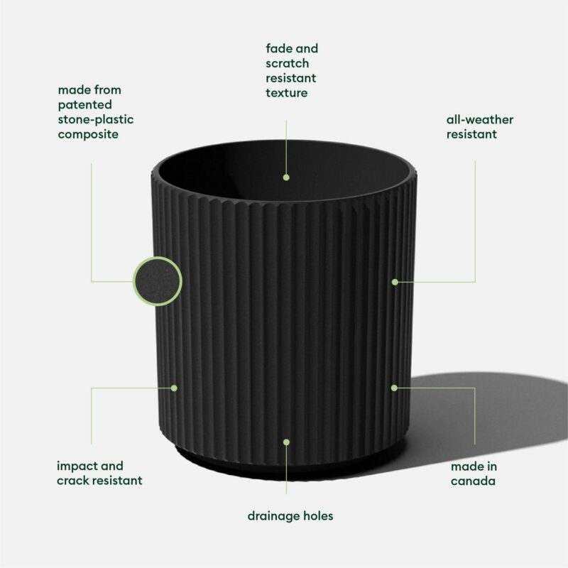 Veradek Demi Series 16  Plastic-Stone Planter - Black - Image 2