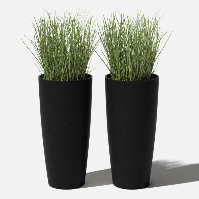 Veradek Mason Series Selena 28  Plastic-Stone Planter 2-Pack Black - Image 13