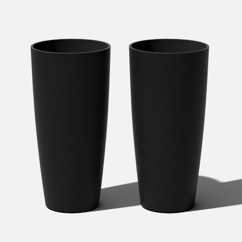 Veradek Mason Series Selena 28  Plastic-Stone Planter 2-Pack Black