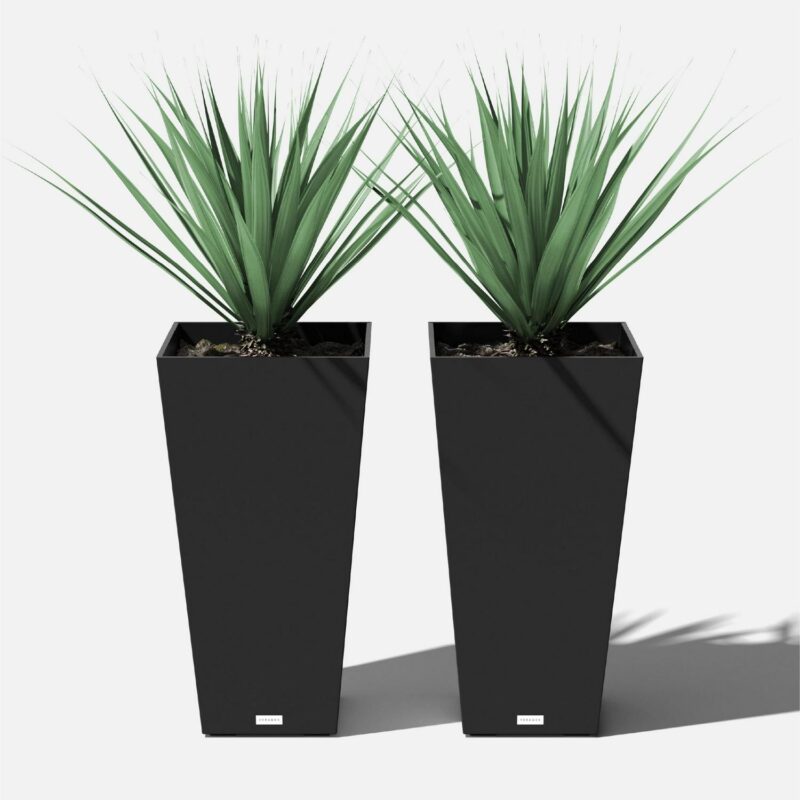 Veradek Pure Series Midland 30  Plastic Planter 2-Pack Black - Image 10