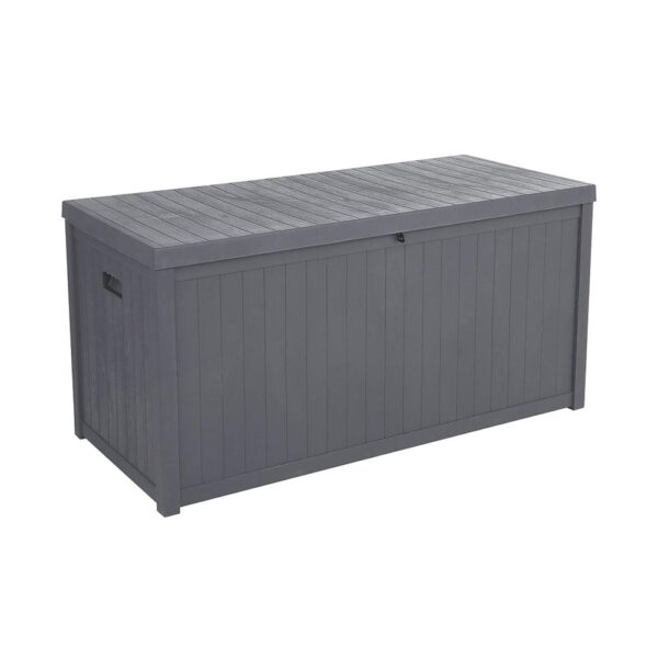 Veryke 113 Gallon Outdoor Plastic Lockable Deck Storage Box, Gray