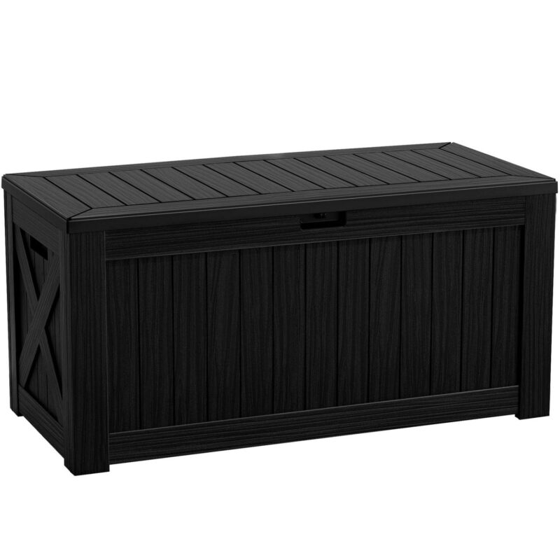 Vineego 100 Gallon All-Weather Resin Deck Box,Indoor Outdoor Lockable Storage Container, Black - Image 6