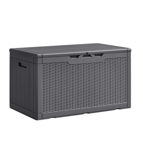 Vineego 100 Gallon Resin Deck Box,Indoor Outdoor Lockable Storage Containe,Upgraded,Gray