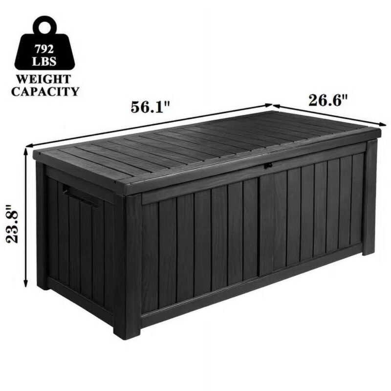 Vineego 120 Gallons Water Resistant Lockable Resin Deck Box - Image 2
