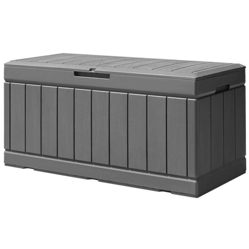 Vineego 82 Gallon Resin Deck Box Large Outdoor Storage for Patio Furniture, Weatherproof and UV Resistant,Gray - Image 2