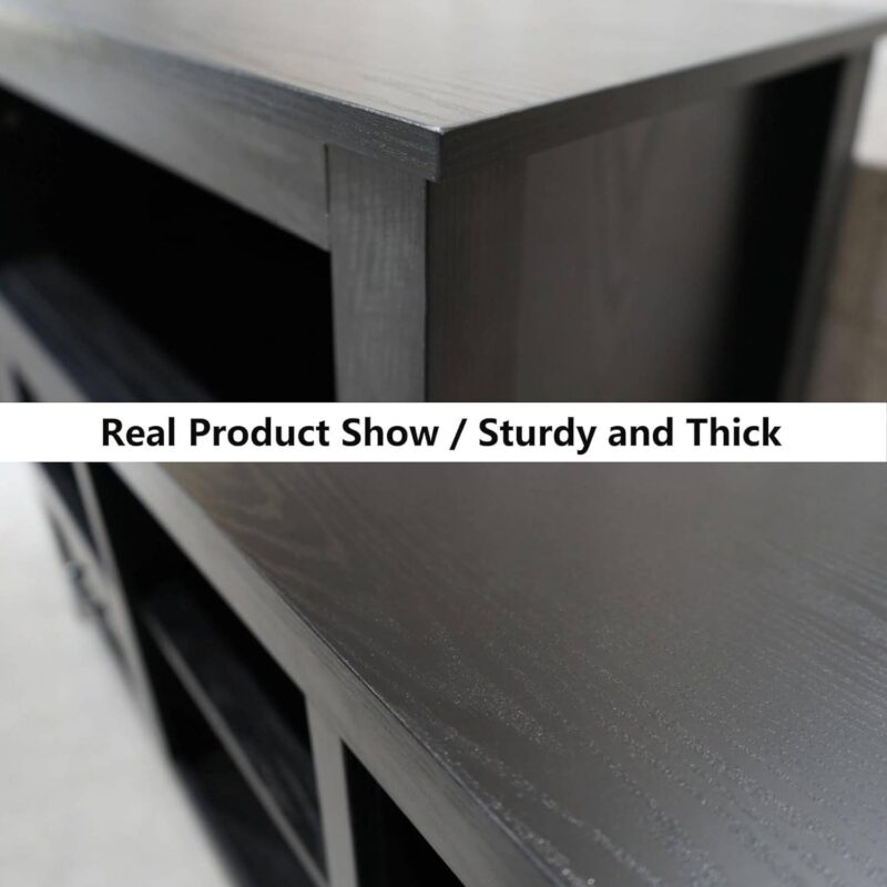 Vivvoo 70  Farmhouse Black TV Stand for TVs up to 80  Home Cabinet with Drawers Easy Assembly - Image 7