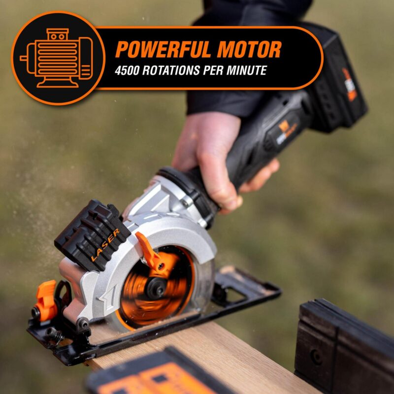 WEN 20V Max 4-1/2-Inch Cordless Mini Circular Saw with 2.0Ah Battery and Charger - Image 5