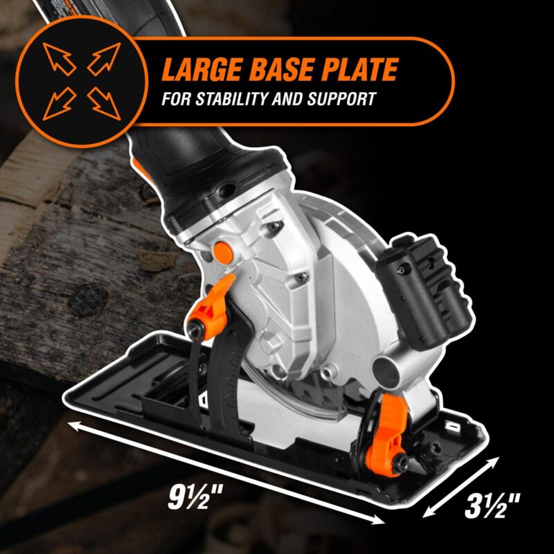WEN 20V Max 4-1/2-Inch Cordless Mini Circular Saw with 2.0Ah Battery and Charger - Image 4