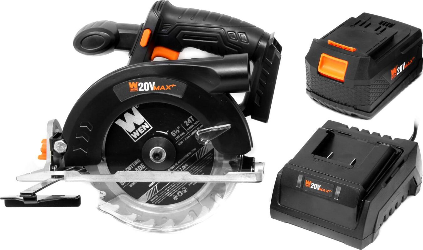 WEN 20V Max 6.5-Inch Cordless Circular Saw with 4.0 Ah Lithium-Ion Battery and Charger - Image 9