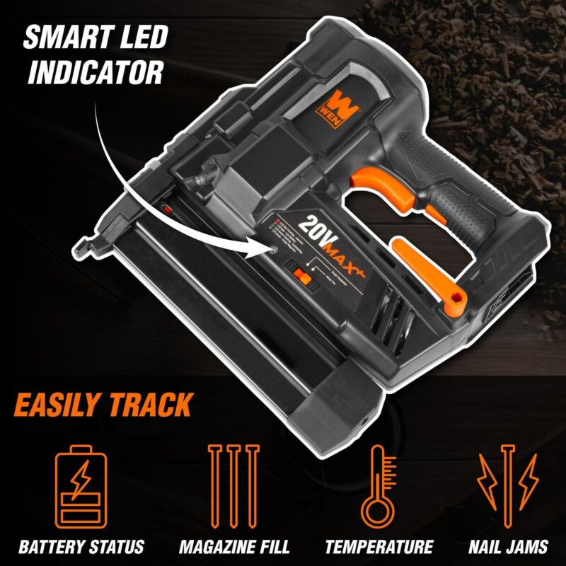 WEN 20V Max Cordless 18-Gauge Brad Nailer with 2.0Ah Battery and Charger - Image 6