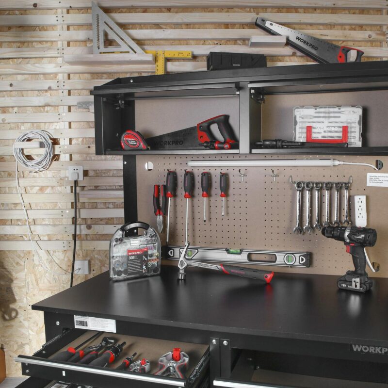 WORKPRO 2-in-1 48-inch Workbench and Cabinet Combo with Light, Steel, Wood - Image 6