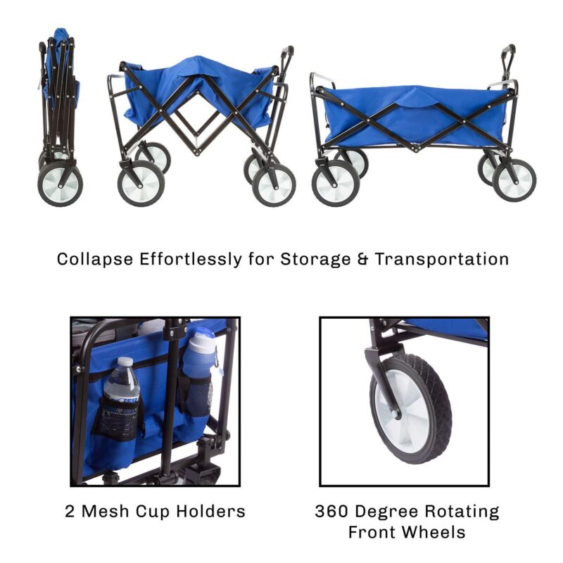 Wakeman Outdoors Folding Wagon Utility Pull Cart with Telescoping Handle - Image 5