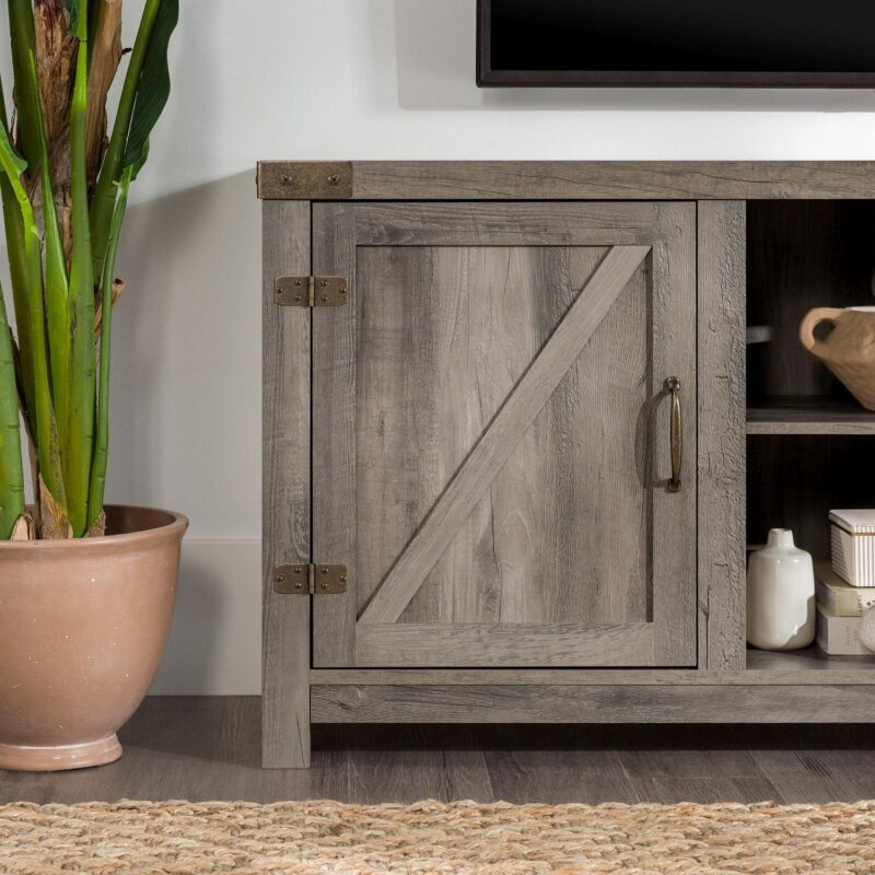 Walker Edison Modern Farmhouse Barn Door TV Stand for TVs up to 65 , Grey Wash - Image 5