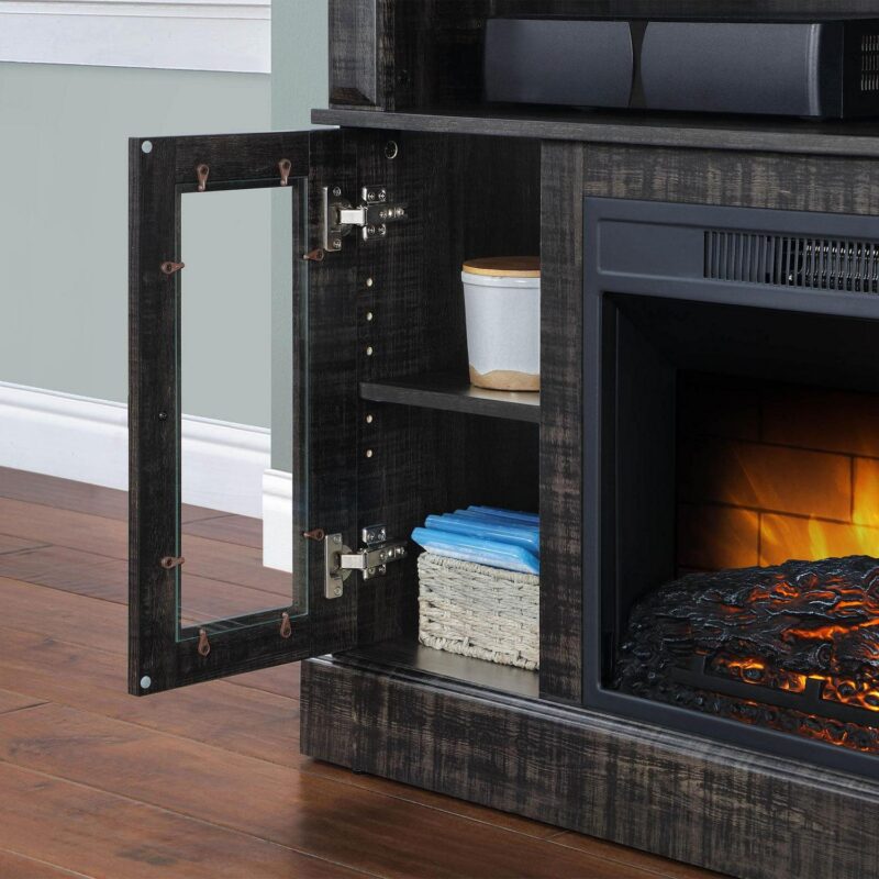Whalen Furniture Barston Media Fireplace TV Stand for TVs up to 55a , Dark Pine Finish - Image 9