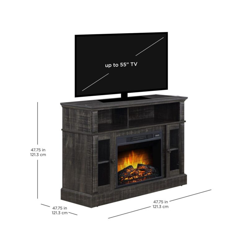 Whalen Furniture Barston Media Fireplace TV Stand for TVs up to 55a , Dark Pine Finish - Image 11