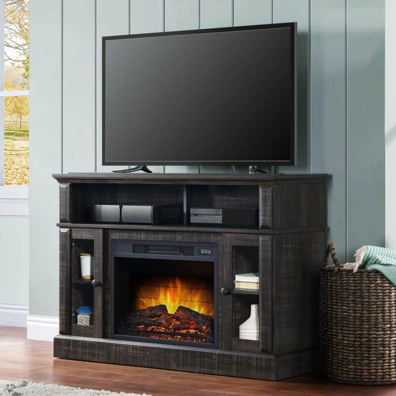 Whalen Furniture Barston Media Fireplace TV Stand for TVs up to 55a , Dark Pine Finish
