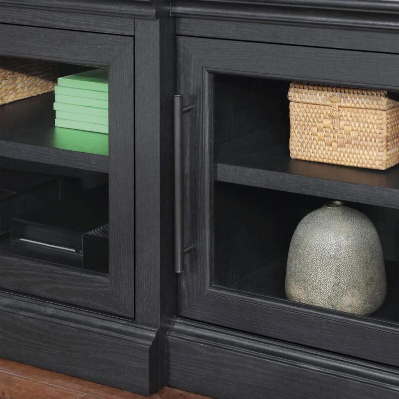 Whalen Rowan Low Profile TV Stand for TVs up to 85 , Black Oak Finish - Image 4