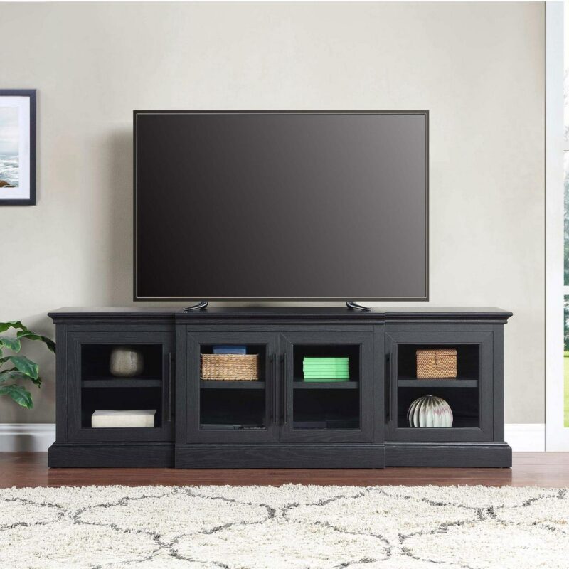 Whalen Rowan Low Profile TV Stand for TVs up to 85 , Black Oak Finish - Image 2