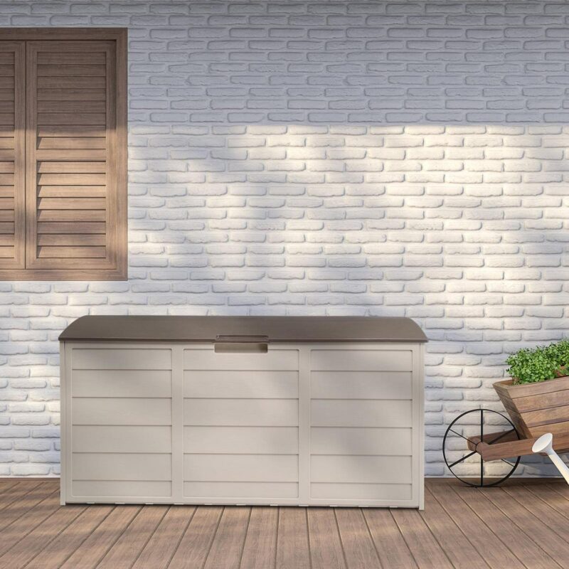 Winado 75gal Outdoor Garden Plastic Storage Deck Box Chest Tools Brown - Image 9