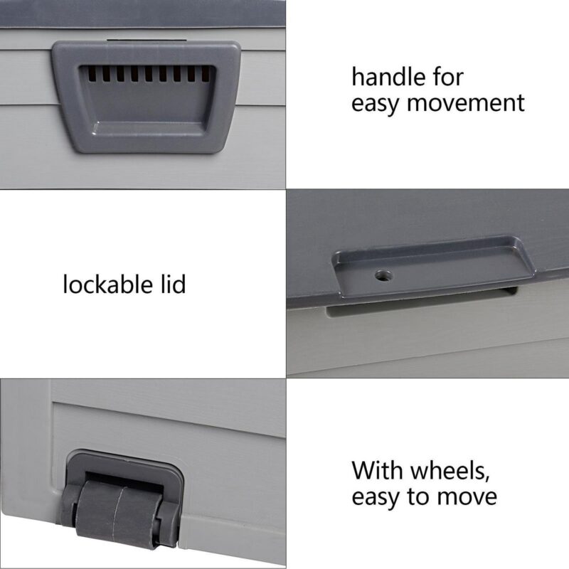 Winado 75gal Plastic Storage Deck Box Chest Tools Cushions Toys Lockable Seat Outdoor Garden Grey - Image 11