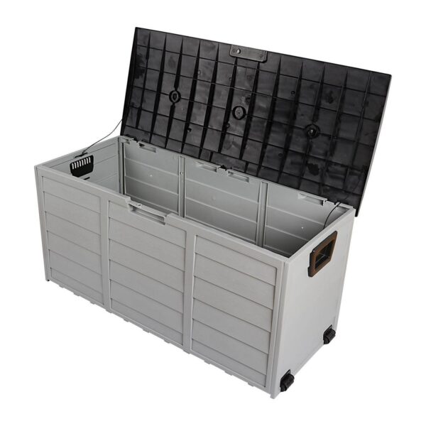 Winado 75gal Plastic Storage Deck Box Chest Tools Cushions Toys Lockable Seat Outdoor Garden Black