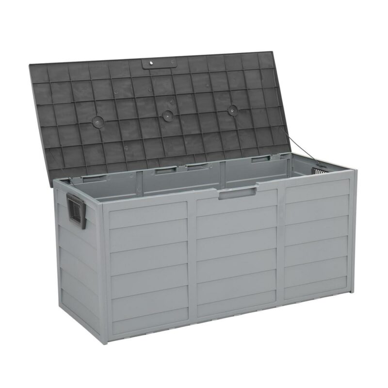 Winado 75gal Plastic Storage Deck Box Chest Tools Cushions Toys Lockable Seat Outdoor Garden Grey - Image 6