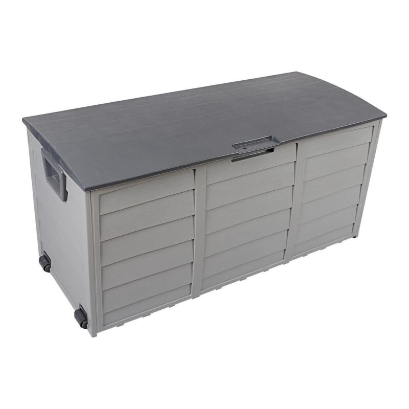 Winado 75gal Plastic Storage Deck Box Chest Tools Cushions Toys Lockable Seat Outdoor Garden Grey - Image 2
