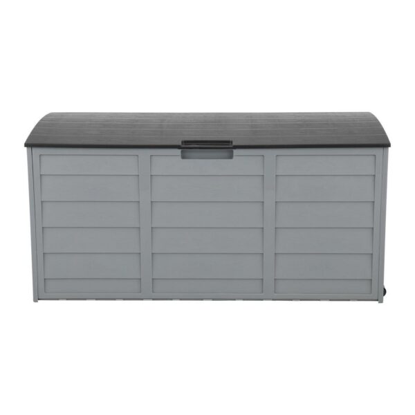 Winado 75gal Plastic Storage Deck Box Chest Tools Cushions Toys Lockable Seat Outdoor Garden Grey