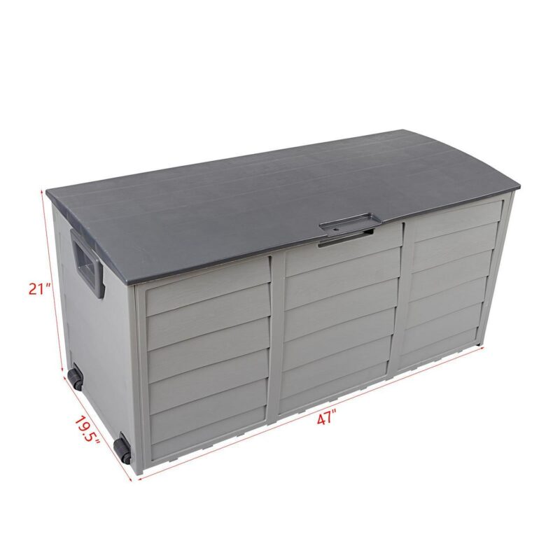 Winado 75gal Plastic Storage Deck Box Chest Tools Cushions Toys Lockable Seat Outdoor Garden Grey - Image 9