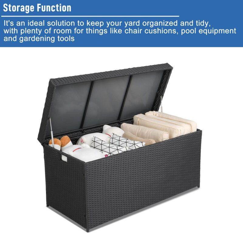 Winado Large 132-Gallon Waterproof Wicker Storage Box in Black, Waterproof Wicker Storage Box - Image 8