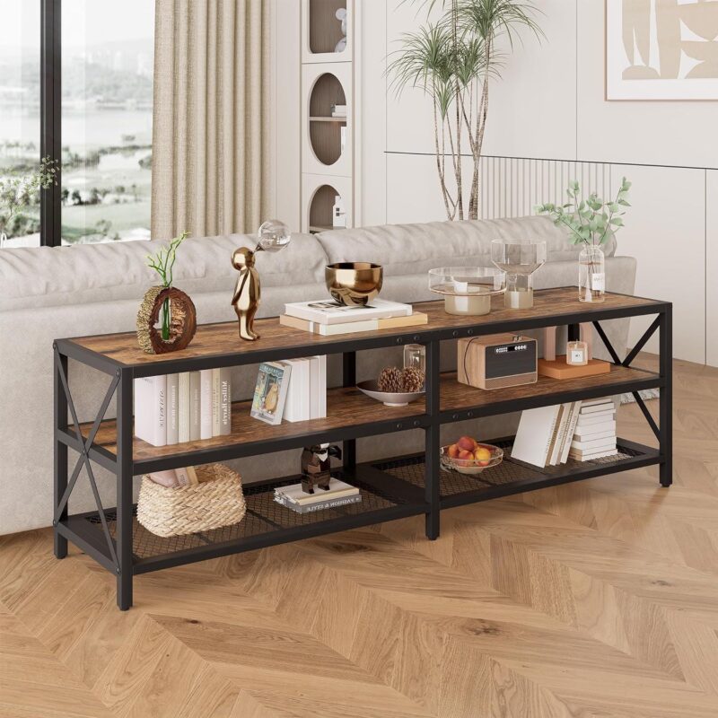 Winkalon TV Stand for TV up to 75 Inch,Wood TV Console Entertainment Center for Living Room,Bedroom,Rustic Brown - Image 6
