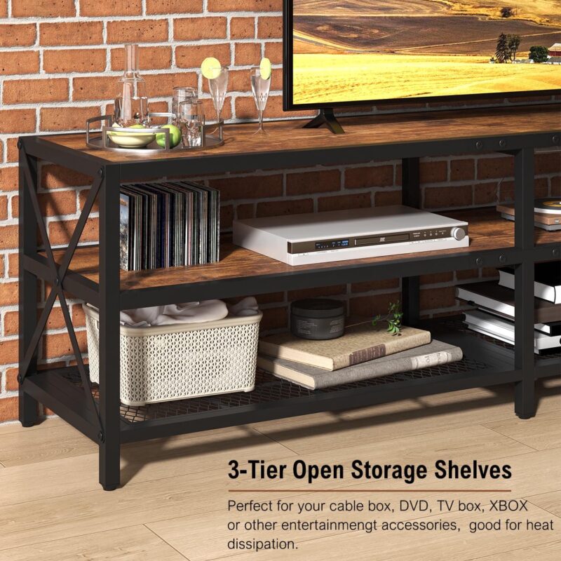 Winkalon TV Stand for TV up to 75 Inch,Wood TV Console Entertainment Center for Living Room,Bedroom,Rustic Brown - Image 7