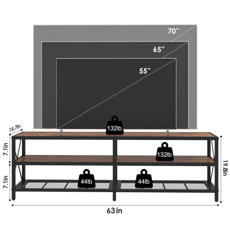 Winkalon TV Stand for TV up to 75 Inch,Wood TV Console Entertainment Center for Living Room,Bedroom,Rustic Brown - Image 9
