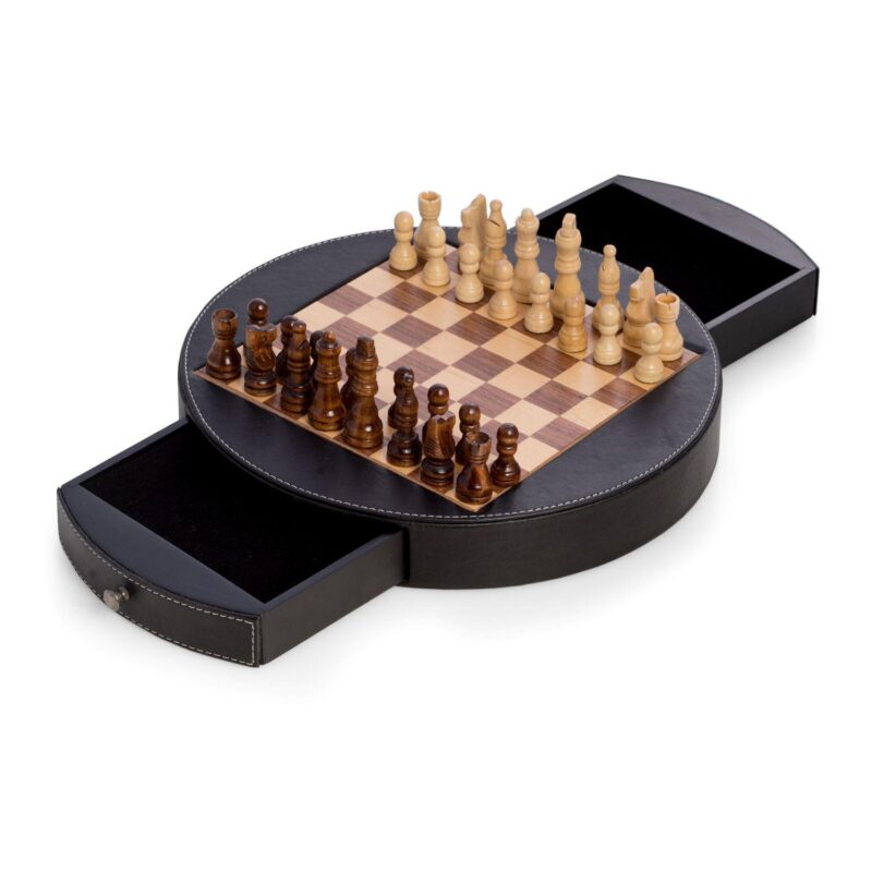 Wood and Leather Chess Set - Image 3