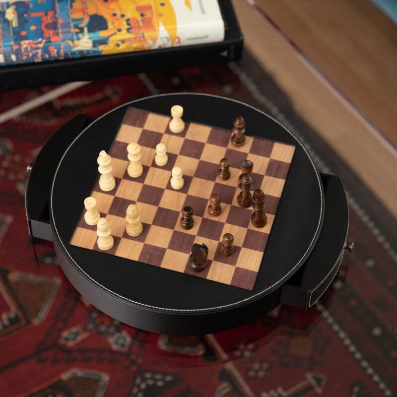 Wood and Leather Chess Set - Image 6