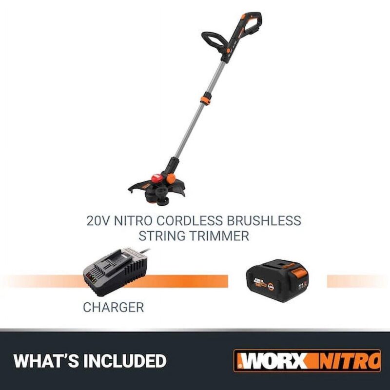 Worx Nitro WG173 20V Brushless 13a Cordless String Trimmer (Battery and Charger Included) - Image 7