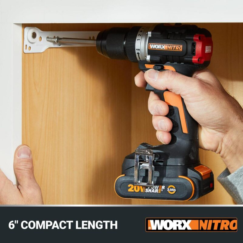 Worx Nitro WX130L.9 20V Compact Brushless 1/2a Drill/Driver (No Battery and Charger Included - Tool Only) - Image 2