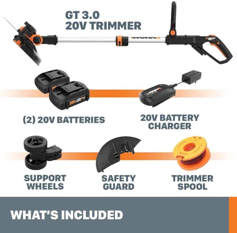 Worx WG163 GT 3.0 20V Power Share 12  Cordless String Trimmer and Edger (Battery and Charger Included) - Image 4